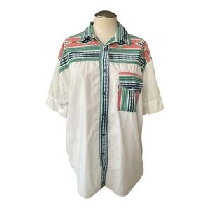 Pennylane Western Aztec Striped Button Up Shirt Medium